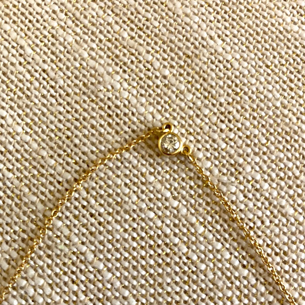 Beautiful Simple 14k Solid Gold and Diamond Necklace